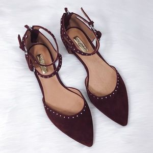 NWOB Halogen Bristal Burgundy Suede D’Orsay Flat